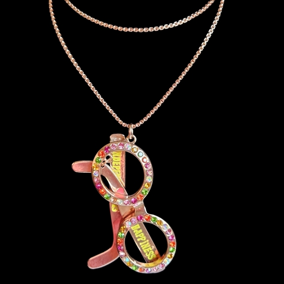👓💖🦋Betsey 100% Authentic Multicolor Crystal Glasses Pendant Necklace - NWOT - Picture 5 of 12